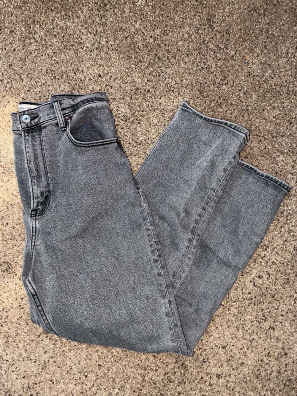 Abercrombie & Fitch Faded Black Ankle Straight High-Rise Denim Jeans